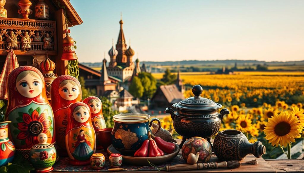 Russia Fun Facts That Make it Unique Russian dolls and sunflowers on a table, illustrating fun facts about Russia