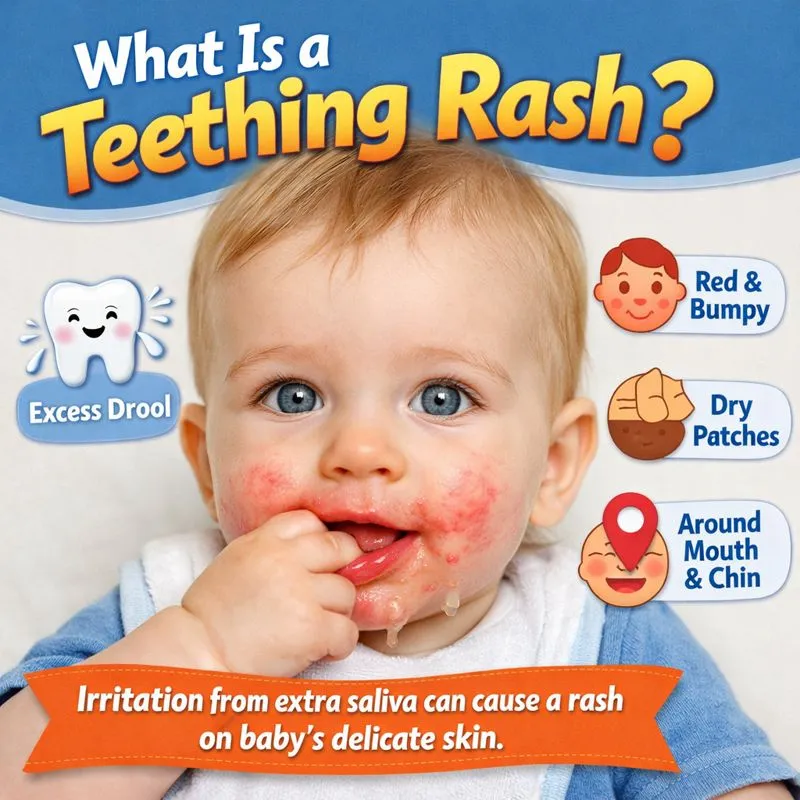 baby teething rash red bumpy skin around mouth and chin caused by excess drool