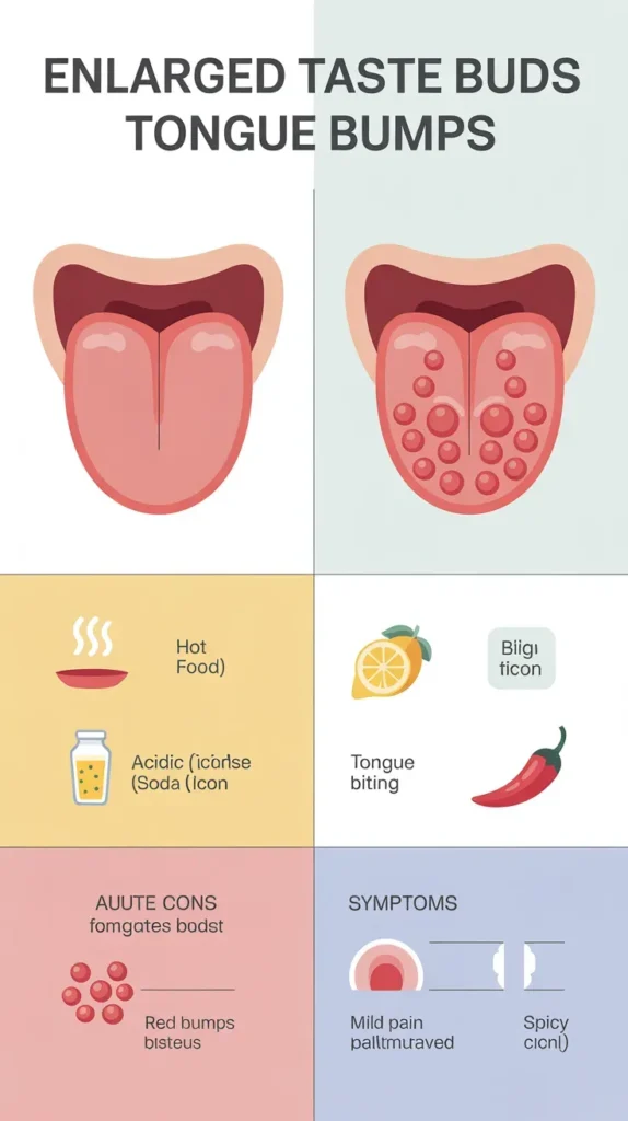 enlarged taste buds tongue bumps causes symptoms irritation from spicy hot acidic foods