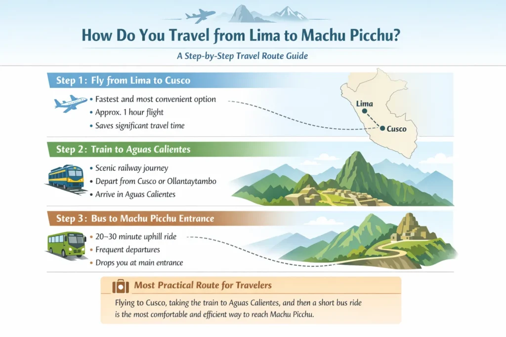 how do you travel from lima to machu picchu step by step route flight train bus travel guide