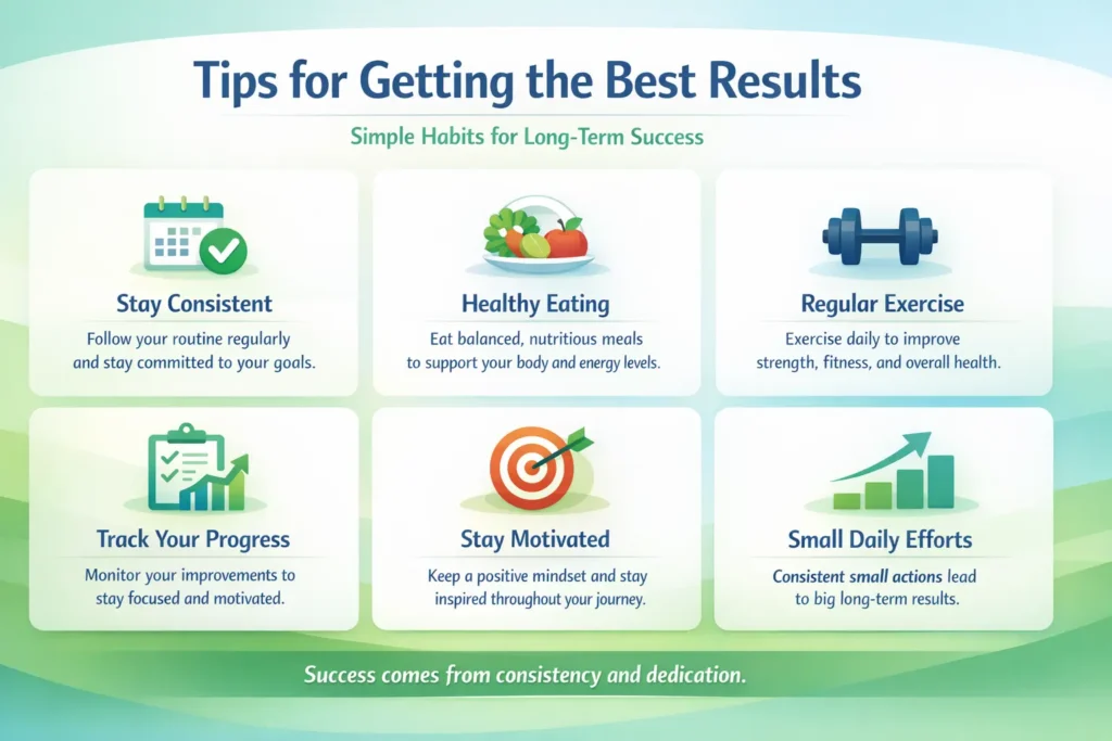 tips for getting best results healthy lifestyle stay consistent regular exercise balanced diet track progress motivation
