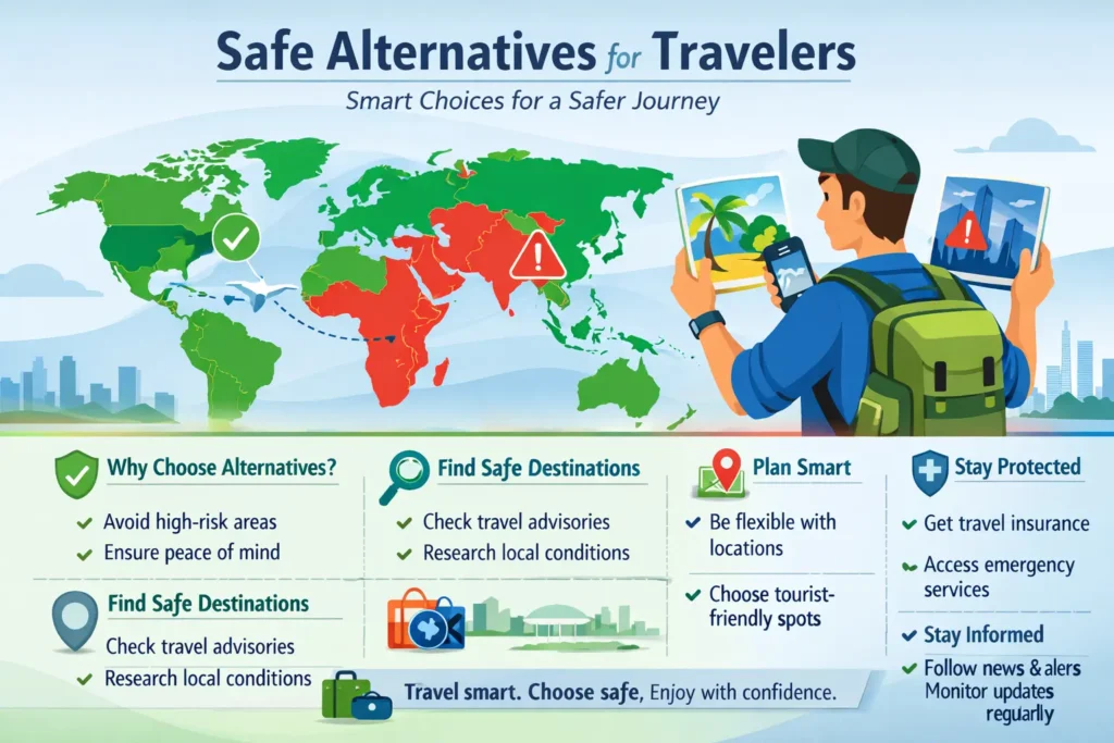 safe travel alternatives for travelers choose safe destinations avoid high risk areas travel planning tips insurance and safety