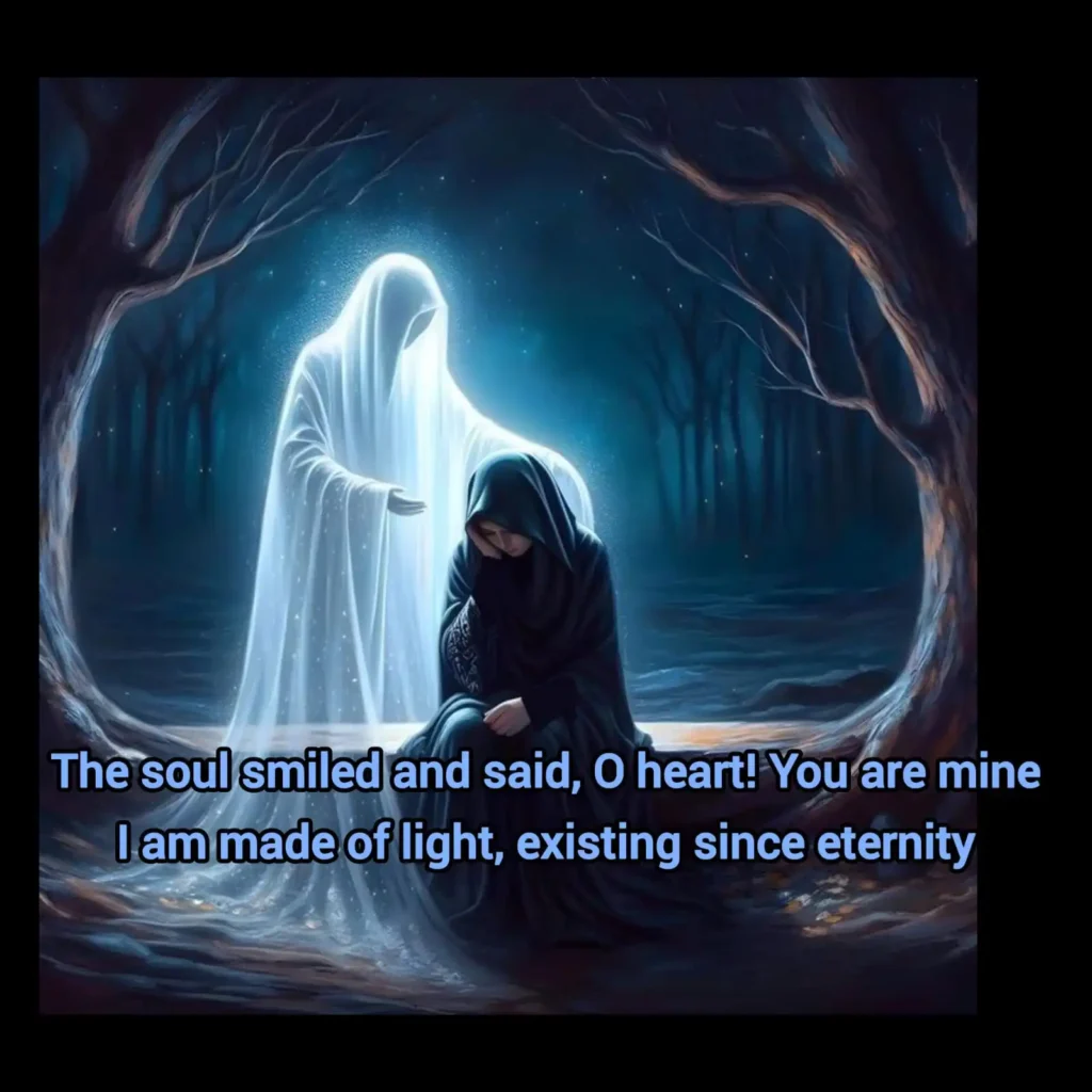glowing soul comforting grieving woman dark forest english spiritual healing poetry