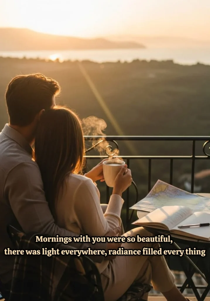 img 1 couple sitting together in golden morning light with coffee