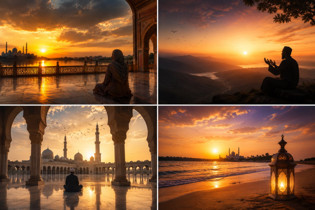 eternal divine love poem mosque sunset prayer silhouette.webp