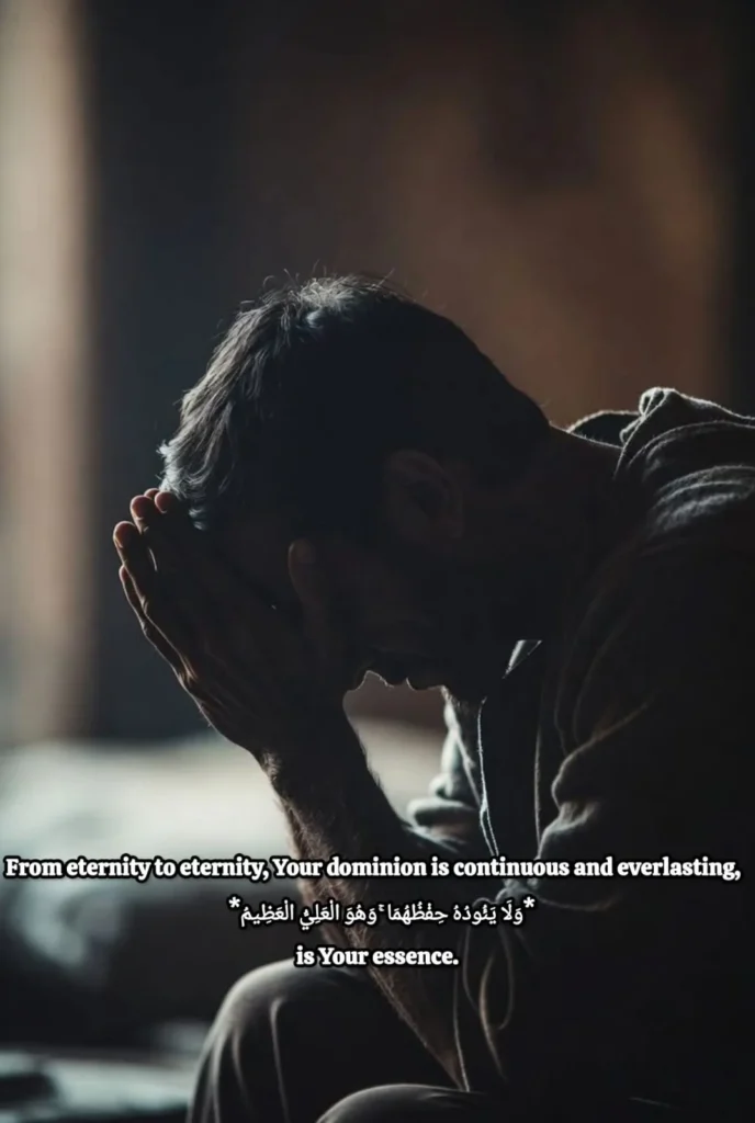 man praying with hands on face from eternity to eternity your dominion is continuous and everlasting islamic poetry