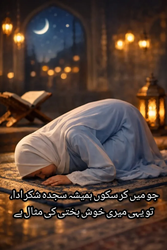 muslim sujood prayer night lanterns urdu shukr quote sajda khushbakhti islamic spiritua