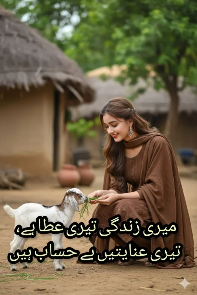 pakistani girl village goat urdu quote meri zindagi teri ata countryside traditional dress
