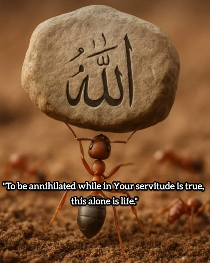 filename annihilated in your servitude quote ant carrying allah stone islamic art.webp