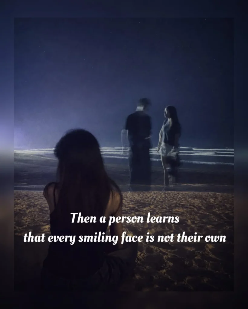 poem about broken trust with a heartbroken woman sitting on sand, watching a couple walk together on a moonlit night beach