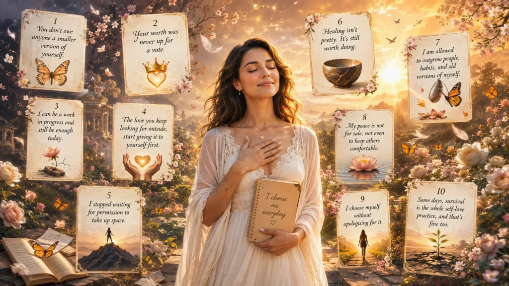 self love affirmations quote cards collage