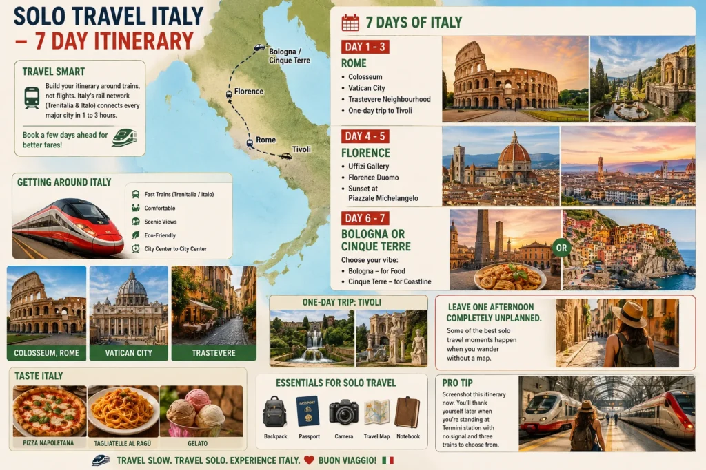solo travel italy 7 day itinerary map