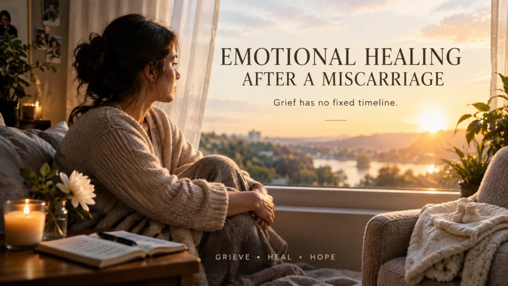 Woman at sunset finding hope while learning how to heal emotionally from a miscarriage