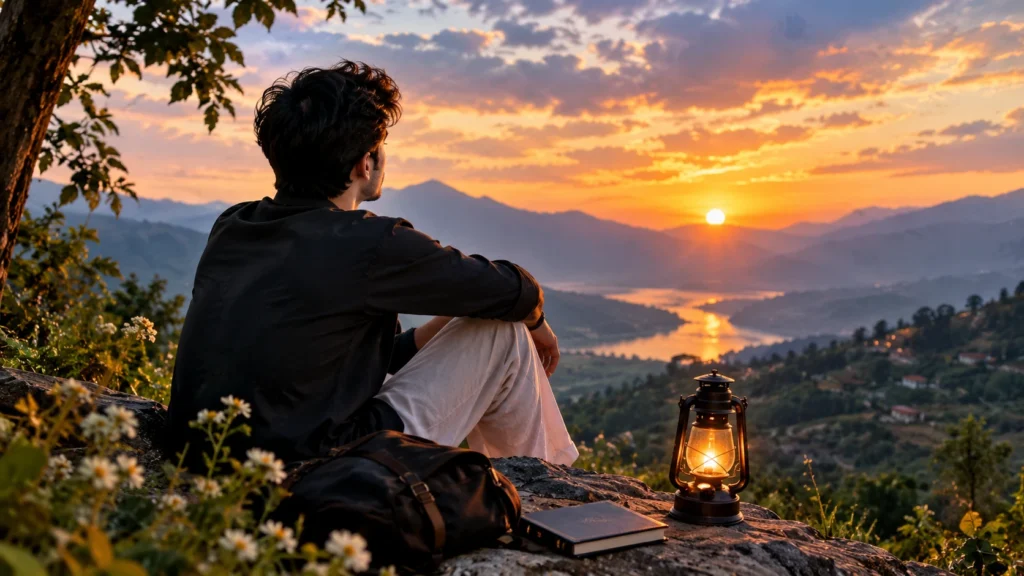 Man watching sunset alone heart was in my control poem