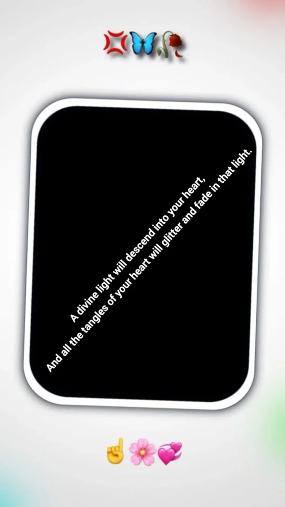 love poetry quote card with butterfly and rose icons on plain black background
