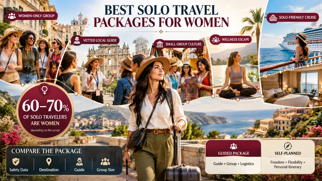 best solo travel packages for women with guided tours, wellness escapes and solo cruises