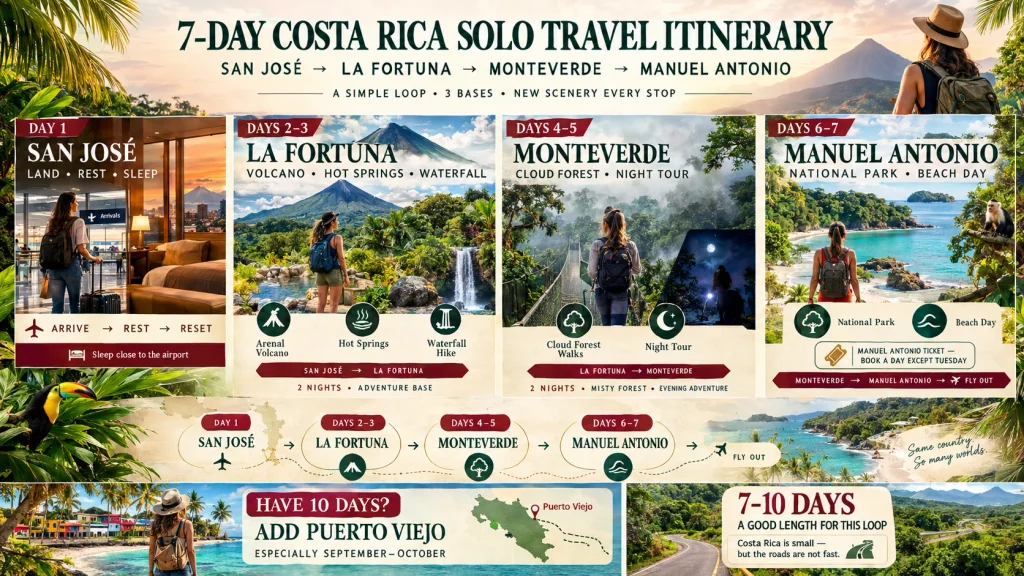 7-day costa rica solo travel itinerary from san jose to manuel antonio national park