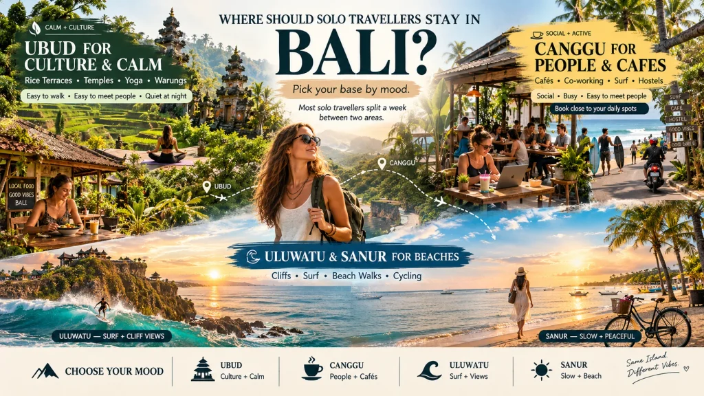 woman with backpack overlooking bali cliffs and ocean in a bali solo travel guide